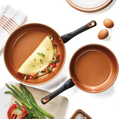 9.25" & 11.25" Copper Ceramic Nonstick Frying Pan Set