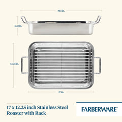 17" x 12.25" Stainless Steel Roaster with Rack