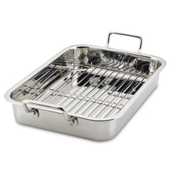 17" x 12.25" Stainless Steel Roaster with Rack