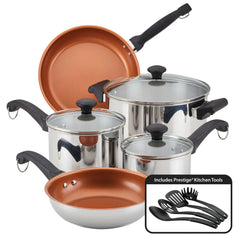 Classic Traditions Ceramic Stainless Steel 12-Piece Cookware Set