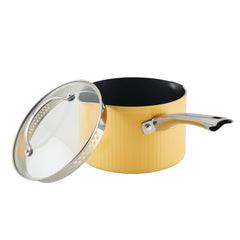 Style Nonstick Cookware Straining Saucepan with Lid, 3-Quart